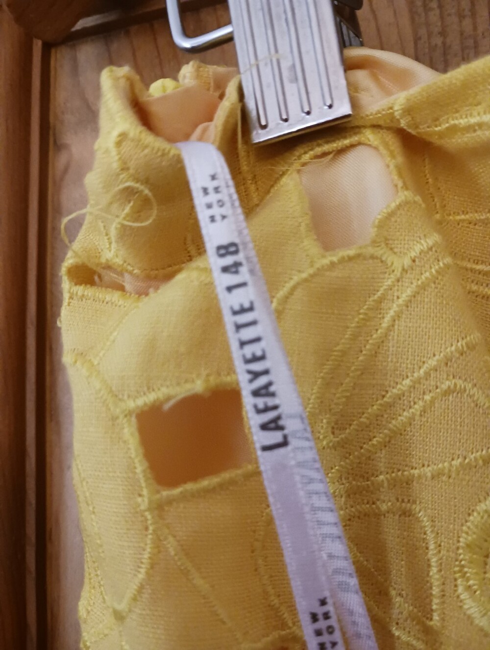 Lafayette 148 100% Linen Yellow Eyelet Skirt Size 14 - Picture 2 of 7
